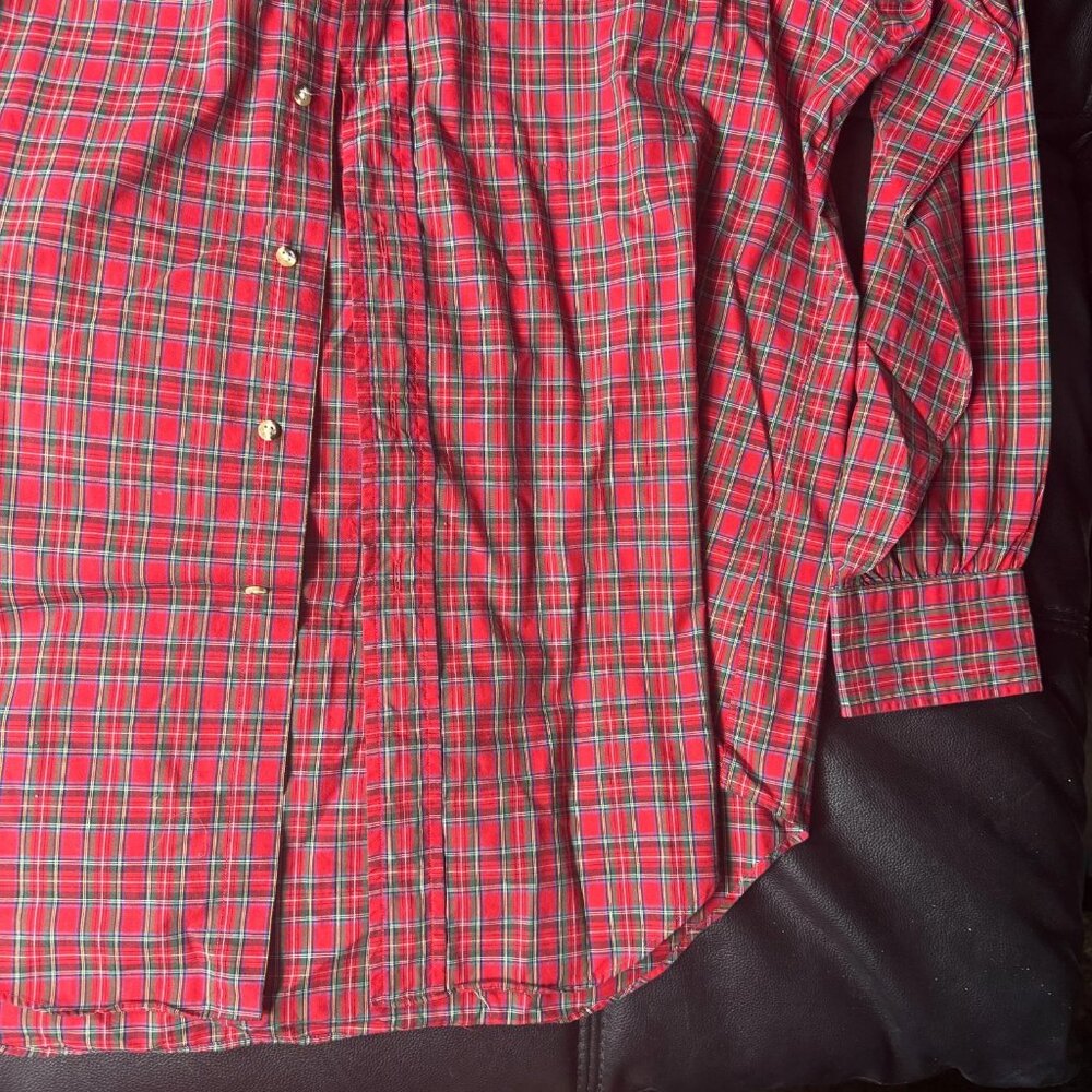 Vintage Huntington Men's Dress Shirt Red Plaid Egyptian Cotton Size 16.5-34 - Picture 9 of 14